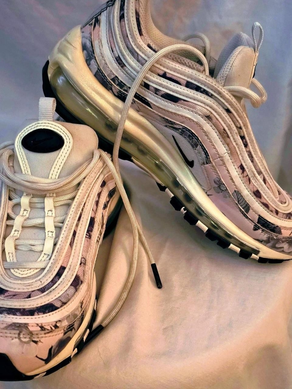 Nike Women’s Air Max 97 Sneakers in Cream and Black Marble